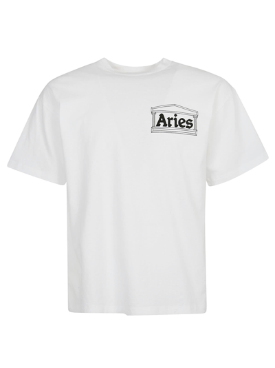 Shop Aries Logo Print T-shirt In Bianco