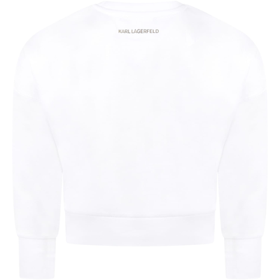 Shop Karl Lagerfeld White Sweatshirt For Girl With Choupette In Bianco