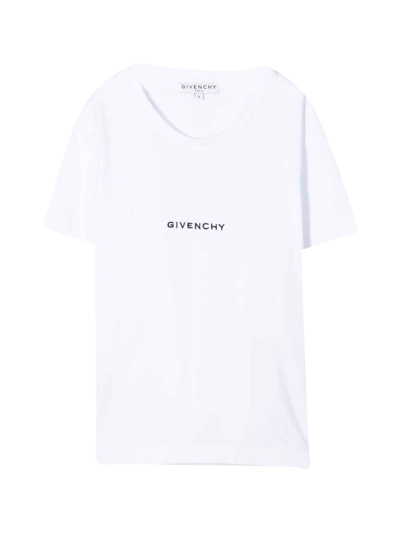 Shop Givenchy White T-shirt With Black Logo In Bianco