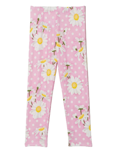 Shop Monnalisa Daisy Cotton Leggings With Floral Print