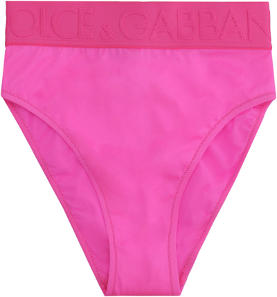 Shop Dolce & Gabbana Plain Color Bikini In Fucsia