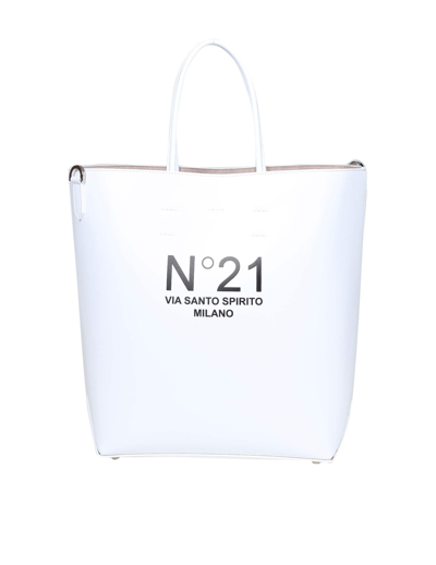 Shop N°21 Small Shopping Bag With Logo In White