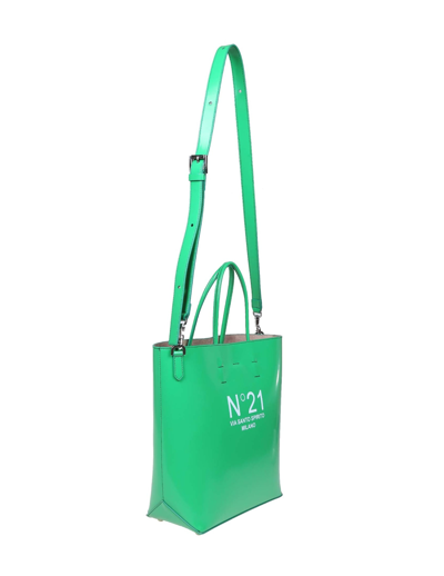 Shop N°21 Small Shopping Bag With Logo In Green