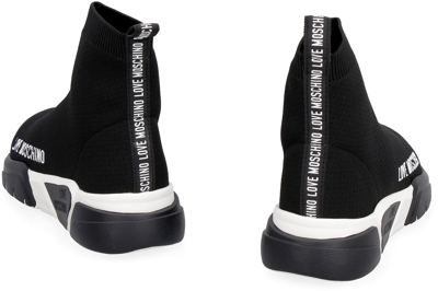 Shop Love Moschino Knitted Sock-sneakers In Nero