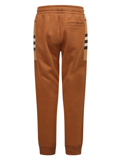 Shop Burberry Check-panel Track Pants In Dark Birch Brown