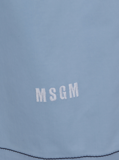 Shop Msgm Shorts In Light Blue