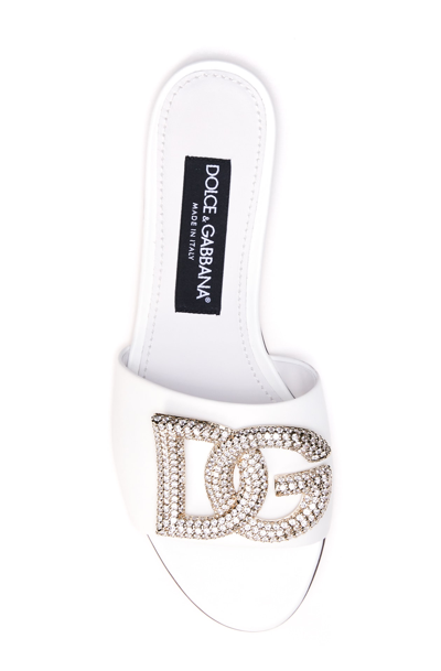 Shop Dolce & Gabbana Logo Slide Sandals In Bianco