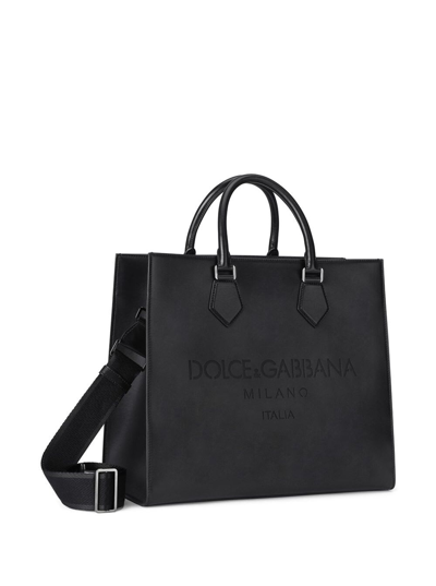 Shop Dolce & Gabbana Edge Leather Handbag With Logo In Nero