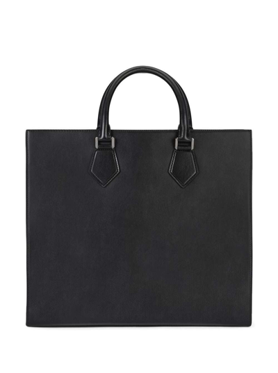 Shop Dolce & Gabbana Edge Leather Handbag With Logo In Nero