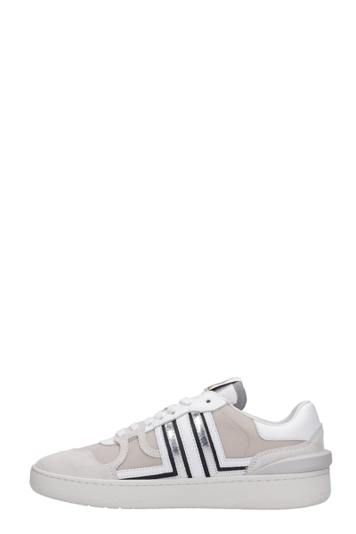 Shop Lanvin Clay Sneakers In White Leather In White/silver