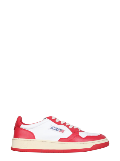 Shop Autry Leather Sneakers In Red/white