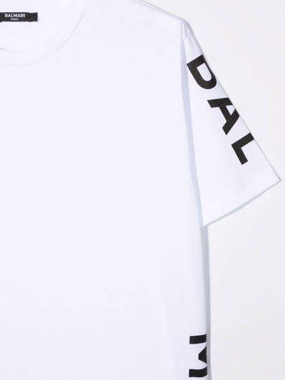 Shop Balmain T-shirt With Print In Bianco-nero