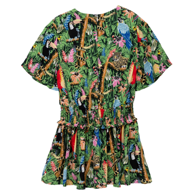 Shop Kenzo Dress With Print In Green