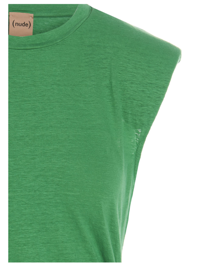 Shop Nude Padded Shoulder Top In Green