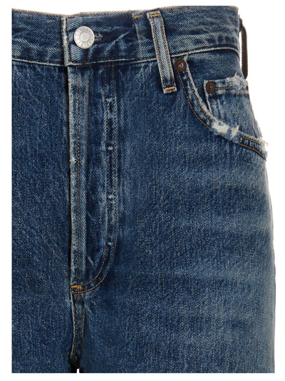 Shop Agolde Riley Frequency Crop Jeans In Blue