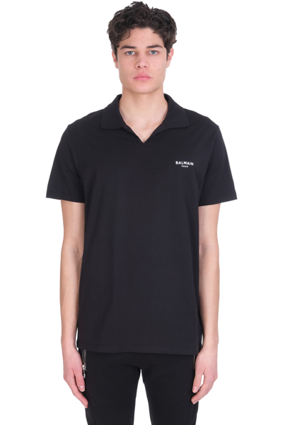 Shop Balmain Polo In Black Cotton