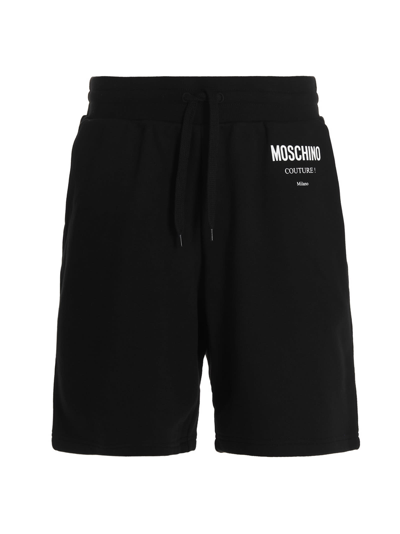 Shop Moschino Logo Bermuda Shorts In Black