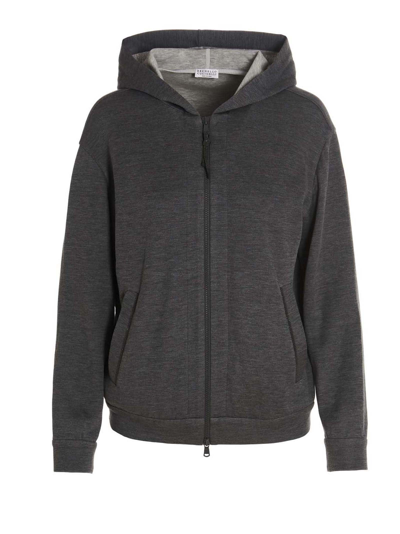 Shop Brunello Cucinelli Monile Hoodie In Gray