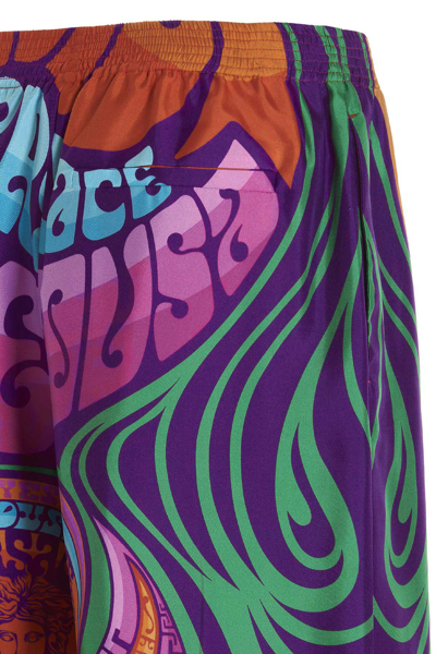 Shop Versace Medusa Music Bermuda Shorts In Multicolor