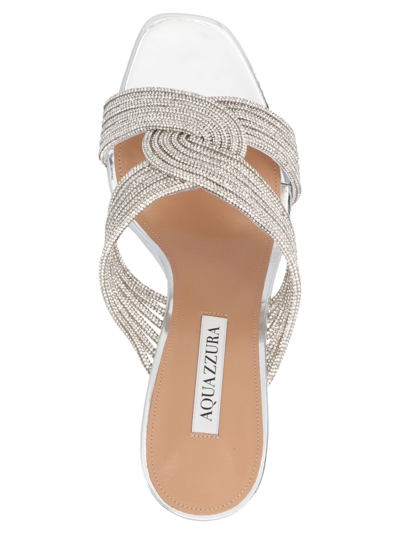 Shop Aquazzura Gatsby Mules In Silver