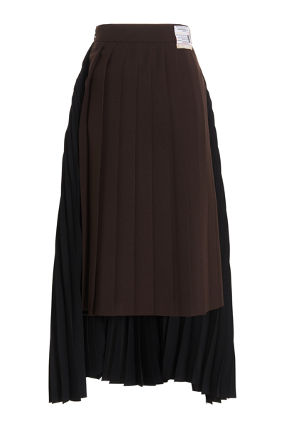 Shop Miharayasuhiro Pleated Skirt In Black