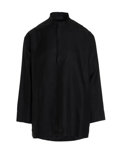 Shop Fear Of God Mandarin Collar Shirt In Black