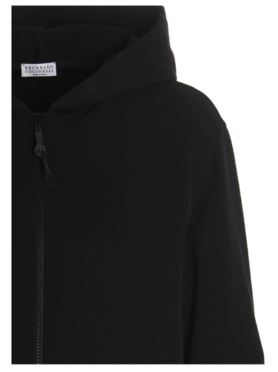 Shop Brunello Cucinelli Zip Hoodie In Black