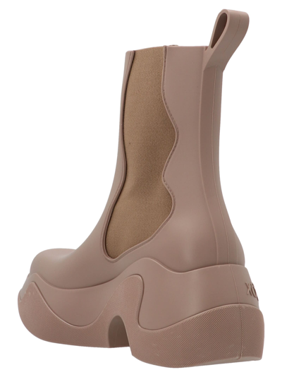 Shop Xocoi Mid Rubber Ankle Boots In Beige