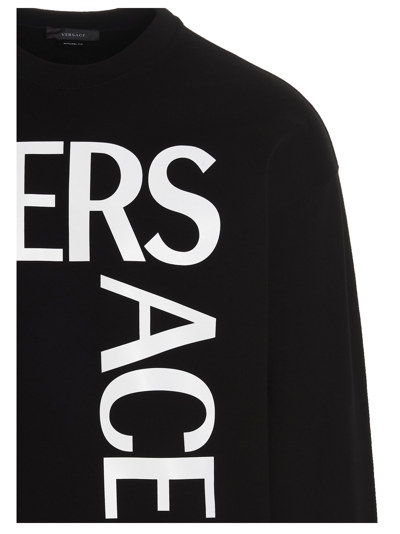 Shop Versace Logo Printed Sweatshirt In Black