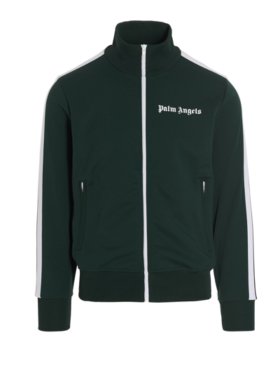 Shop Palm Angels Track Logo Sweatshirt In Green