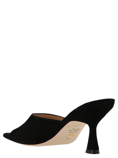 Stuart Weitzman Suede Square-toe Mules In Black