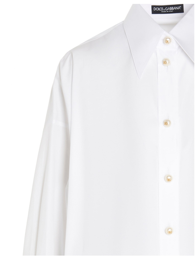 Shop Dolce & Gabbana Lace Insert Poplin Shirt In White