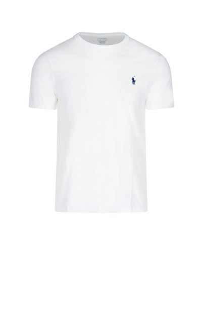 Shop Polo Ralph Lauren Classic Logo T-shirt In Bianco
