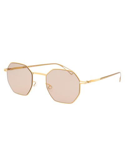 Shop Mykita Walsh Sunglasses In 839 C78 Glossygold/pow8|softbrown Solid