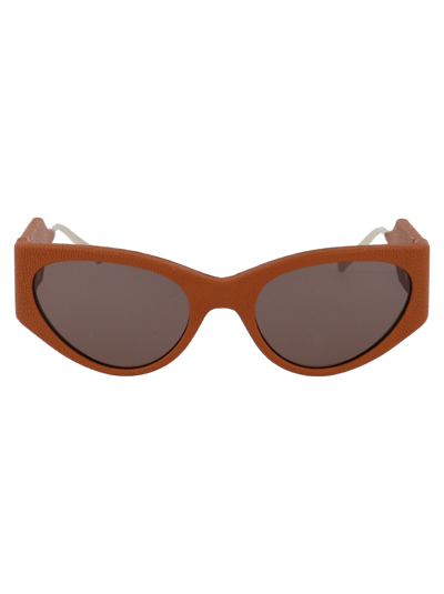 Shop Ferragamo Sf950sl Sunglasses In 261 Caramel Leather