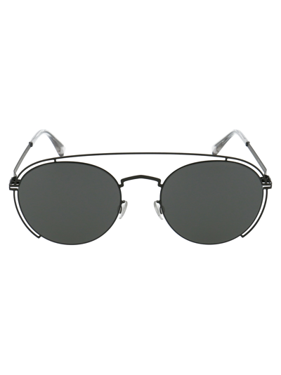 Shop Mykita Mmcraft009 Sunglasses In 002 Black | Dark Grey Solid
