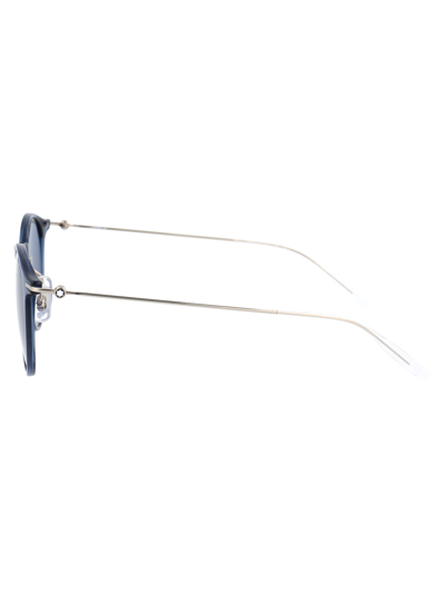 Shop Montblanc Mb0097s Sunglasses In 004 Blue Silver Blue