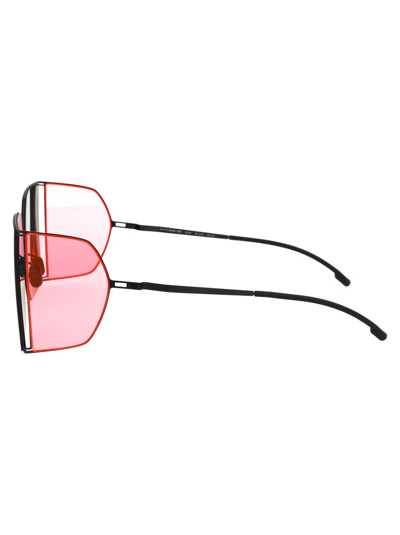 Shop Mykita Hl003 Sunglasses In 871 Black/fluo Pink Sides | Dark Grey Solid