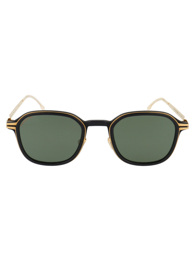 Shop Mykita Fir Sunglasses In 306 Mh7 Pitch Black/glossygold | Polarized Pro Green 15