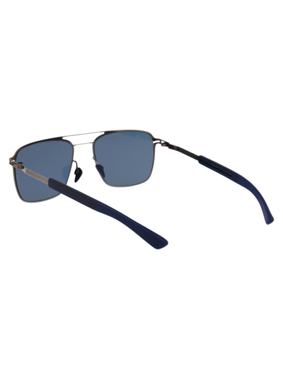 Shop Mykita Flax Sunglasses In 246 Mh4 Shinygraphit/navyblu|pearlygold Flash