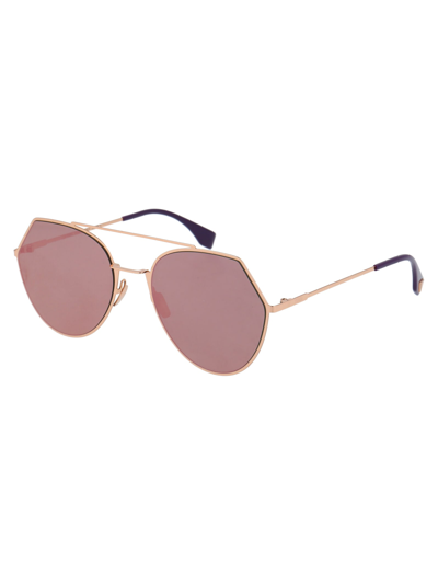 Shop Fendi Ff 0194/s Sunglasses In Ddbap Gold Copper