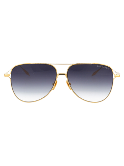 Shop Dita Moddict Sunglasses In Yellow Gold Black W/ Dark Grey To Clear Gradient