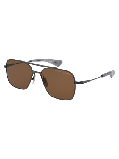 Shop Dita Flight-seven Sunglasses In Black Iron W/ Dark Brown - Ar