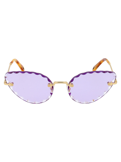 Shop Chloé Ce157s Sunglasses In 852 Gold/purple