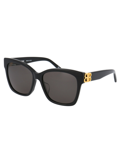 Shop Balenciaga Bb0102sa Sunglasses In 001 Black Gold Grey
