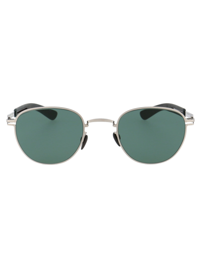 Shop Mykita Basil Sunglasses In 245 Mh3 Silver/storm Grey|neophan Solid