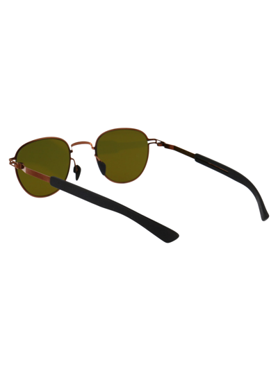 Shop Mykita Basil Sunglasses In 247 Mh5 Shinnycopper/pitch Bl|hollygreen Solid