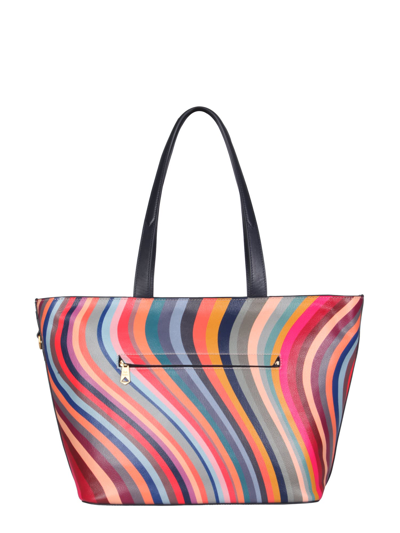 Shop Paul Smith Swirl Print Leather Tote Bag In Multicolor