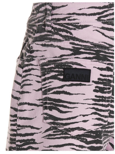 Shop Ganni Tiger Shorts In Multicolor