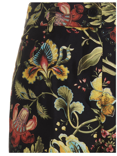 Shop Alberto Biani Floral Print Silk Trousers In Multicolor